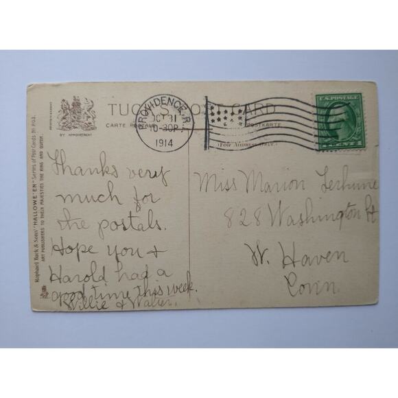 Victorian Halloween Postcard Tucks 803 Children Original 1914 Providence RI - Picture 3 of 4